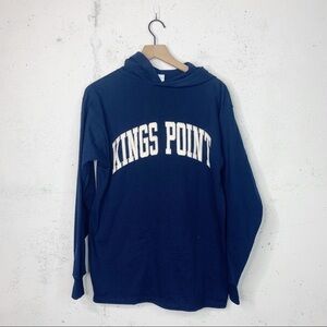 Champion Vintage Kings Point Navy Blue Hooded Sweatshirt Size Medium